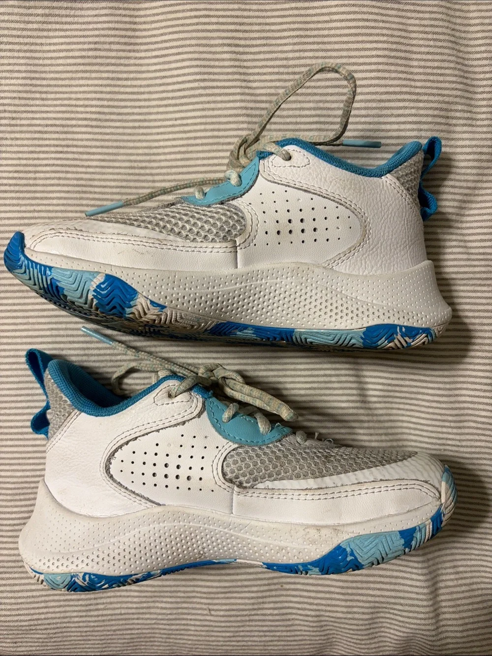 Under Armour Curry 3Z 24 Kids Basketball Shoes White Sky Blue Size 13